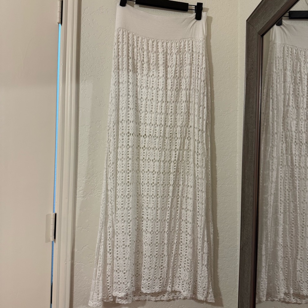 white eyelet maxi skirt